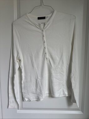 Mint Velvet Cream Long-Sleeve Henley Top